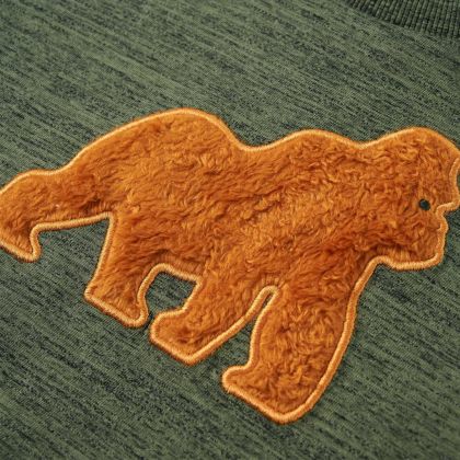 Детска тениска с дълъг ръкав, каки меланж, 92