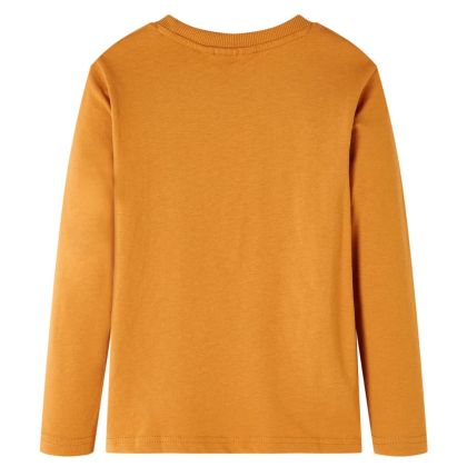 Детска тениска с дълъг ръкав, тъмна охра, 104
