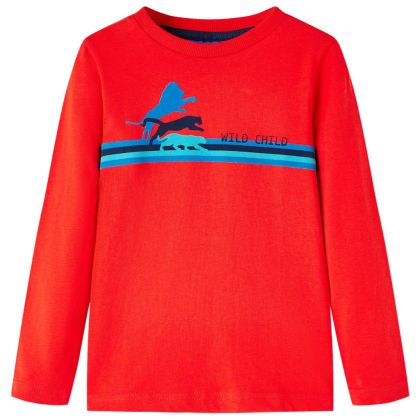 Детска тениска с дълъг ръкав, червена, 116