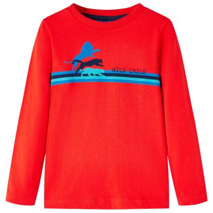 Детска тениска с дълъг ръкав, червена, 128