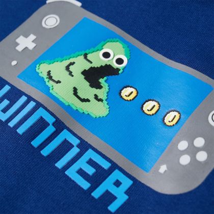 Детски суитшърт с качулка, тъмносин, 92