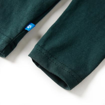 Детска тениска с дълъг ръкав, тъмнозелена, 116