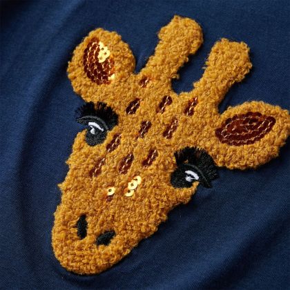 Детска тениска с дълъг ръкав, нейви синьо, 140