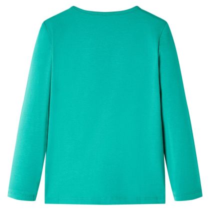 Детска тениска с дълъг ръкав, яркозелена, 128