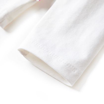 Детска тениска с дълъг ръкав, екрю, 140