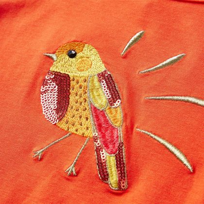 Детска тениска с дълъг ръкав, тъмнооранжева, 104