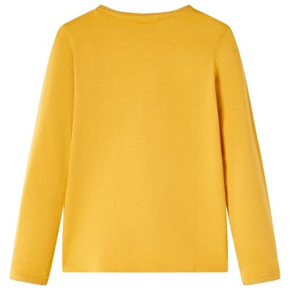 Детска тениска с дълъг ръкав, тъмна охра, 104