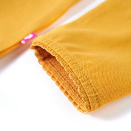 Детска тениска с дълъг ръкав, тъмна охра, 116