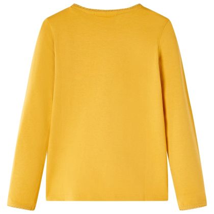 Детска тениска с дълъг ръкав, тъмна охра, 128