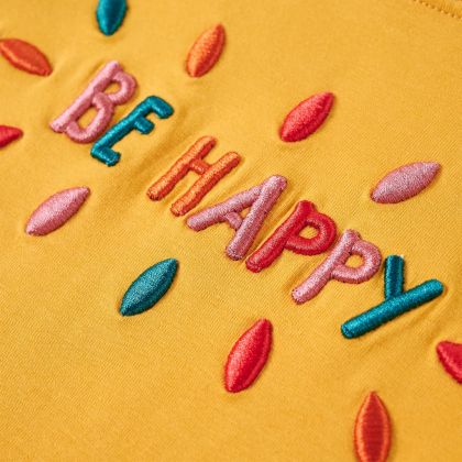 Детска тениска с дълъг ръкав, тъмна охра, 128