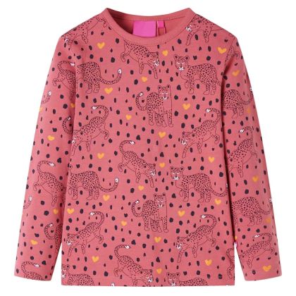 Детска пижама с дълъг ръкав, старо розово, 92