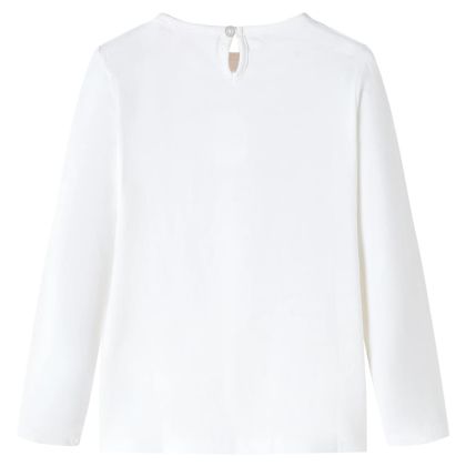 Детска тениска с дълъг ръкав, екрю, 140
