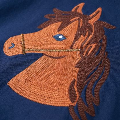 Детски суитшърт с качулка, тъмносин, 128