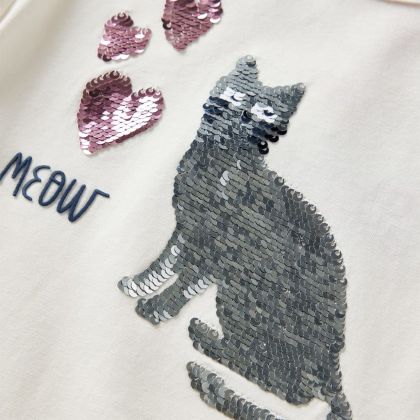 Детска тениска с дълъг ръкав, екрю, 116