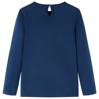 Детска тениска с дълъг ръкав, нейви синьо, 104