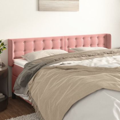 Горна табла за легло, розова, 183x16x78/88 см, кадифе
