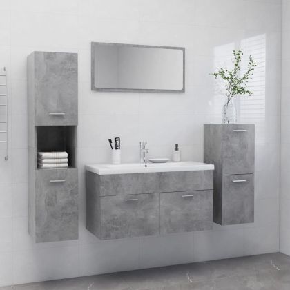 Комплект мебели за баня, бетонно сив, ПДЧ
