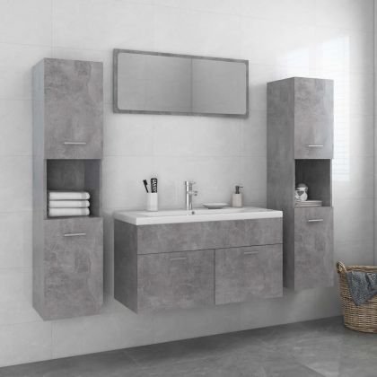 Комплект мебели за баня, бетонно сив, ПДЧ