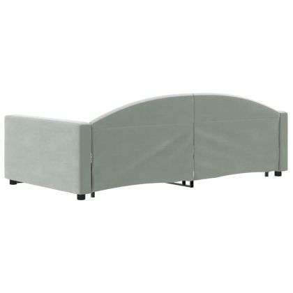 Канапе с изтеглящо легло и чекмеджета светлосив 90x200см кадифе