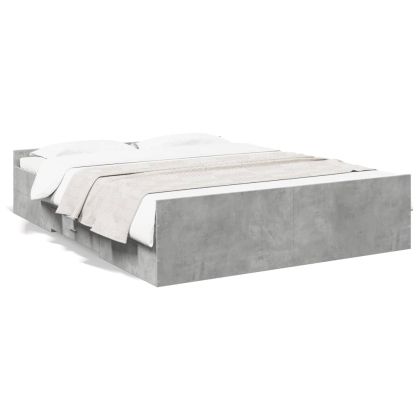 Рамка за легло с чекмеджета, бетонно сива, 140x200 см