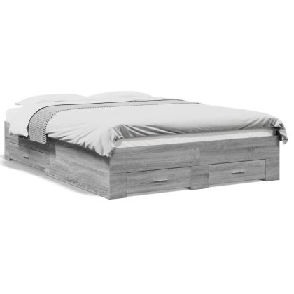 Рамка за легло с чекмедже сив сонома 120x190 см инженерно дърво