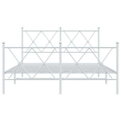 Метална рамка за легло с горна и долна табла, бяла, 140x200 см