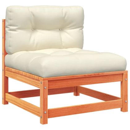 Градински комплект с възглавници, 6 части, восъчнокафяв