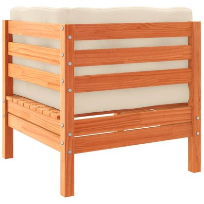 Градински комплект диван с възглавници, 11 части, восъчнокафяв