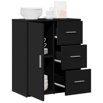 Сайдборд, черен, 60x31x70 см, инженерно дърво