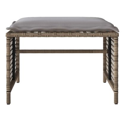 Градински диван с възглавници, 4 части, бежов полиратан стъкло