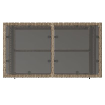 Градински диван с възглавници, 4 части, бежов полиратан стъкло