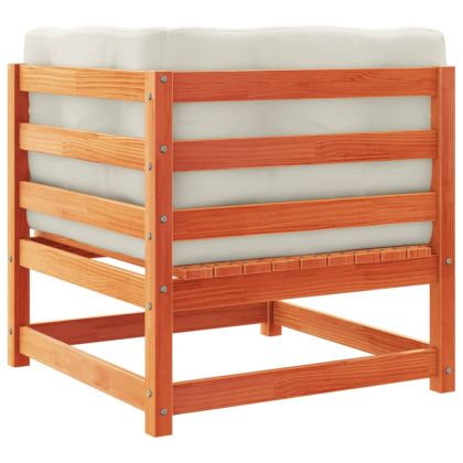 Градински комплект с възглавници, 6 части, восъчнокафяв