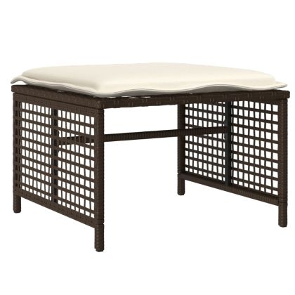 Градински комплект с възглавници 4 части кафяв полиратан стъкло