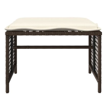 Градински комплект с възглавници 4 части кафяв полиратан стъкло