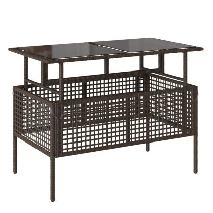 Градински комплект с възглавници 4 части кафяв полиратан стъкло