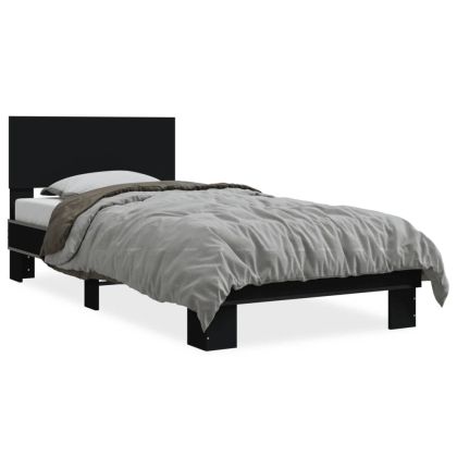 Рамка за легло, черна, 75x190 см, инженерно дърво и метал