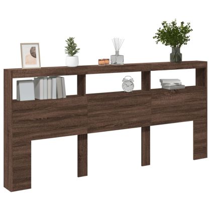 Табла шкаф с LED, кафяв дъб, 220x17x102 см