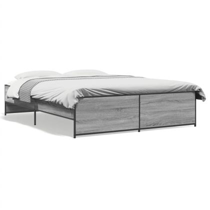 Рамка за легло, сив сонома, 140x200 см, инженерно дърво и метал