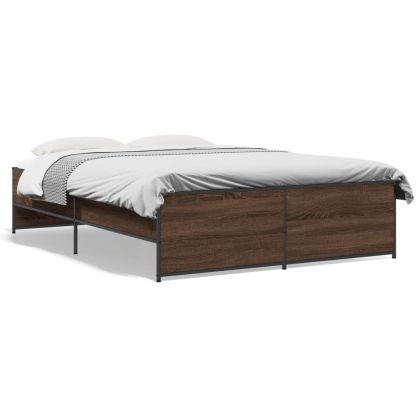 Рамка за легло, кафяв дъб, 140x190 см, инженерно дърво и метал