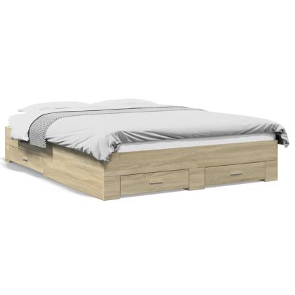 Рамка за легло с чекмедже дъб сонома 160x200 см инженерно дърво