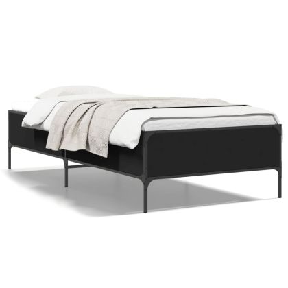 Рамка за легло, черна, 75x190 см, инженерно дърво и метал