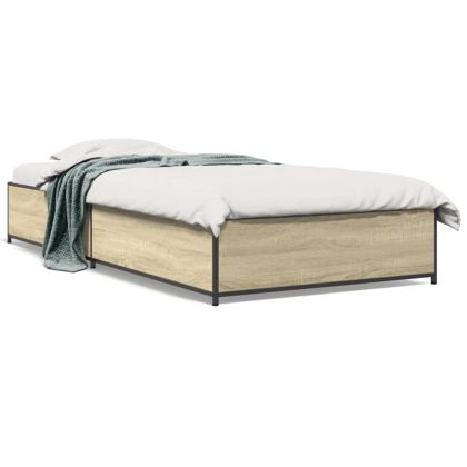 Рамка за легло, дъб сонома, 75x190 см, инженерно дърво и метал