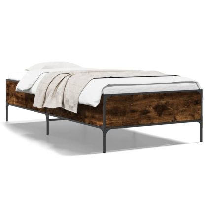 Рамка за легло, опушен дъб, 75x190 см, инженерно дърво и метал