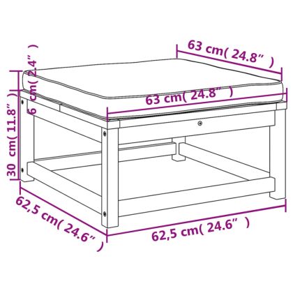 Градинска табуретка с възглавници, акация масив