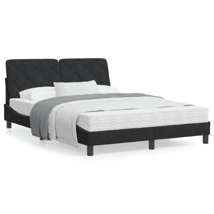 Рамка за легло с табла, черна, 140x200 см, кадифе