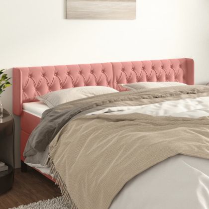 Горна табла за легло, розова, 183x16x78/88 см, кадифе