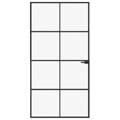 Интериорна врата черна 102x201,5см закалено стъкло и алуминий