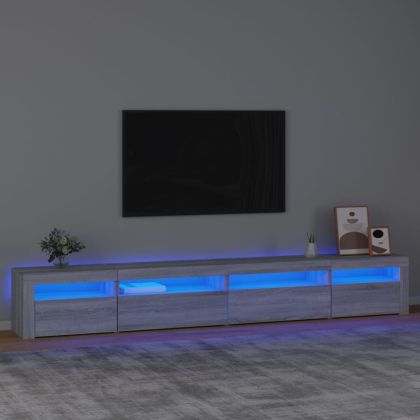 ТВ шкаф с LED осветление, сив сонома, 270x35x40 см