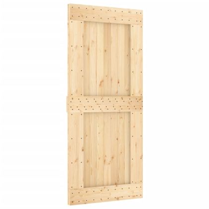 Плъзгаща врата с монтажни части, 90x210 см, борово дърво масив