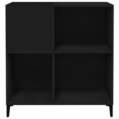 Шкаф за грамофонни плочи черен 84,5x38x89 см инженерно дърво
